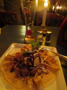 Crepe with vanilla ice cream and some mint and other deliciousness sprinkled on top - Berlin