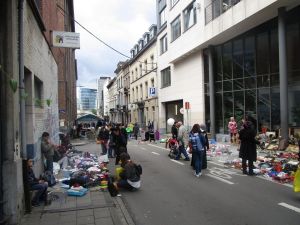 Random street market outside hostel in Brussels