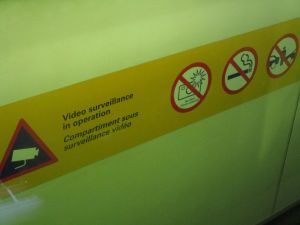 Sign inside Eurostar train