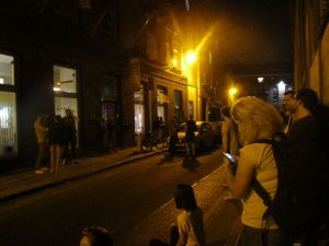 Outside hostel in Dublin while fire alarm goes off