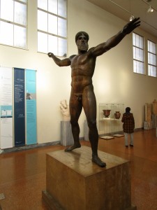 The Artemsion Bronze (either Zeus or Poseidon) at the National Archaeological Museum in Athens