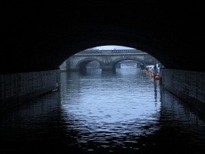 Going through a tunnel in the Copenhagen canals