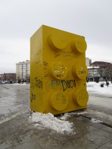 Giant lego in Skanderbeg Square – Prishtina