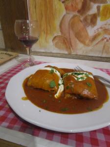 Salty crepes stuffed with meat in paprika sauce - Budapest