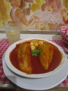 Peppers stuffed with rice and meat in a tomato sauce - Budapest